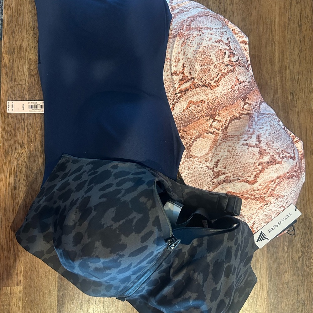 Victoria's Secret Lingerie Trio - Navy, Peach, Charcoal